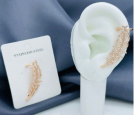 EARCUFF LARGO PLUMA ROSADO